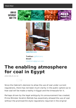 The Enabling Atmosphere for Coal in Egypt | Mada Masr