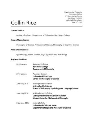 Collin Rice CV