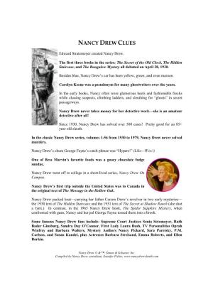 Clues to Nancy Drew: Fun Facts