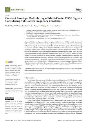 Constant Envelope Multiplexing of Multi-Carrier DSSS Signals Considering Sub-Carrier Frequency Constraint