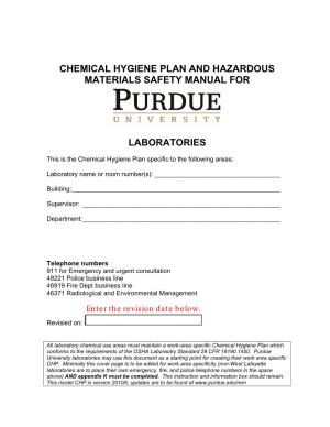 Chemical Hygiene Plan Manual