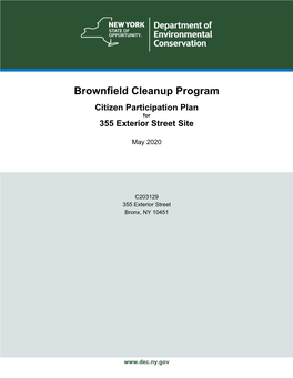 Brownfield Cleanup Program Citizen Participation Plan for 355 Exterior Street Site