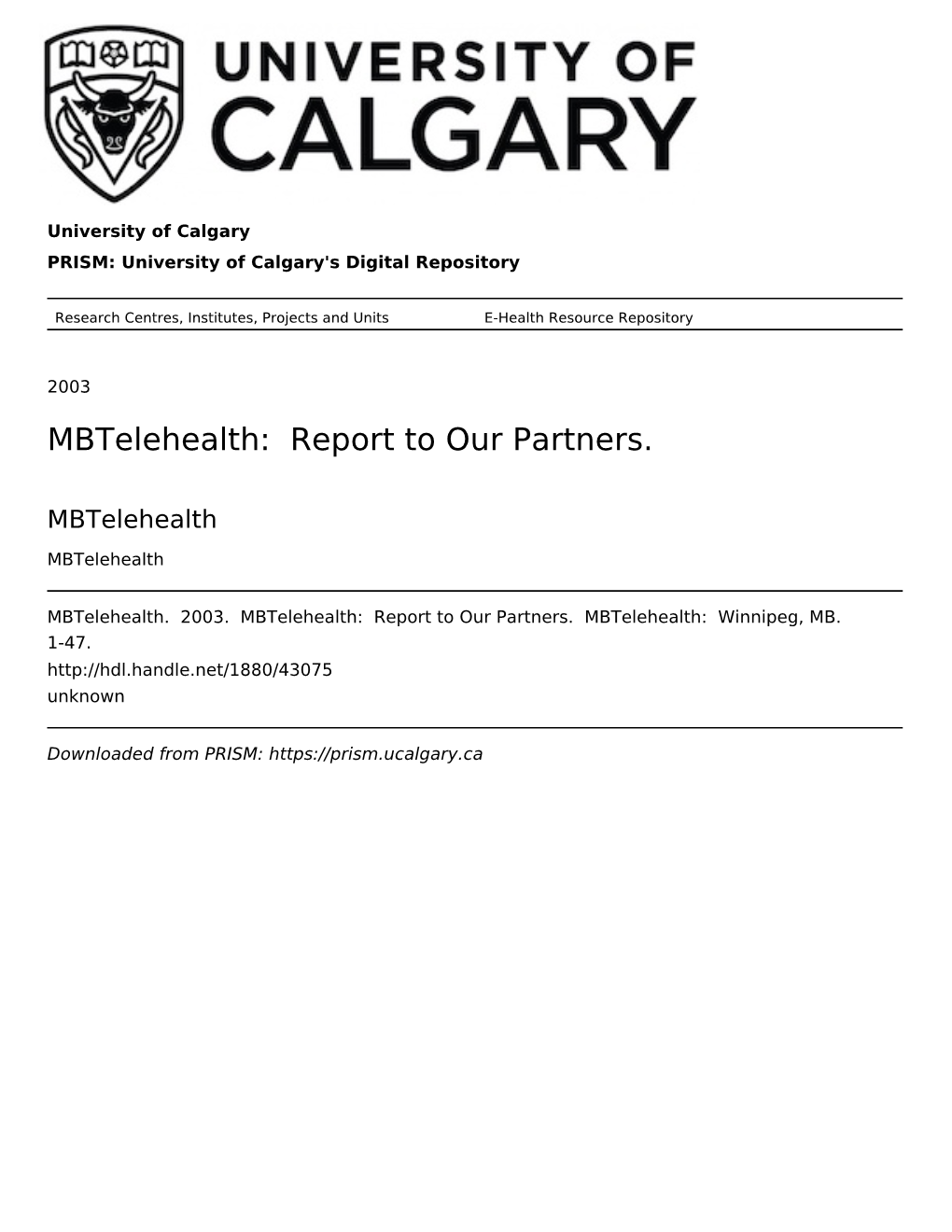 Mbtelehealth: Report to Our Partners