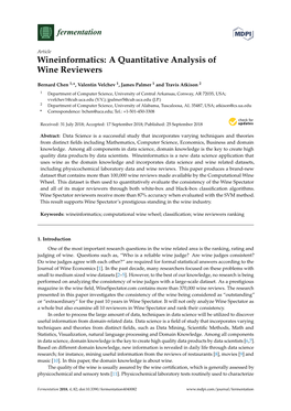 Wineinformatics: a Quantitative Analysis of Wine Reviewers