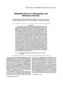 Enkephalin Systems in Diencephalon and Brainstem of the Rat