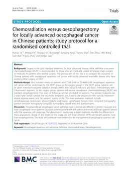 Chemoradiation Versus Oesophagectomy for Locally