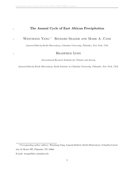 The Annual Cycle of East African Precipitation