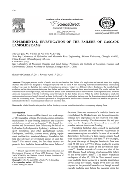 Experimental Investigation of the Failure of Cascade Landslide Dams*