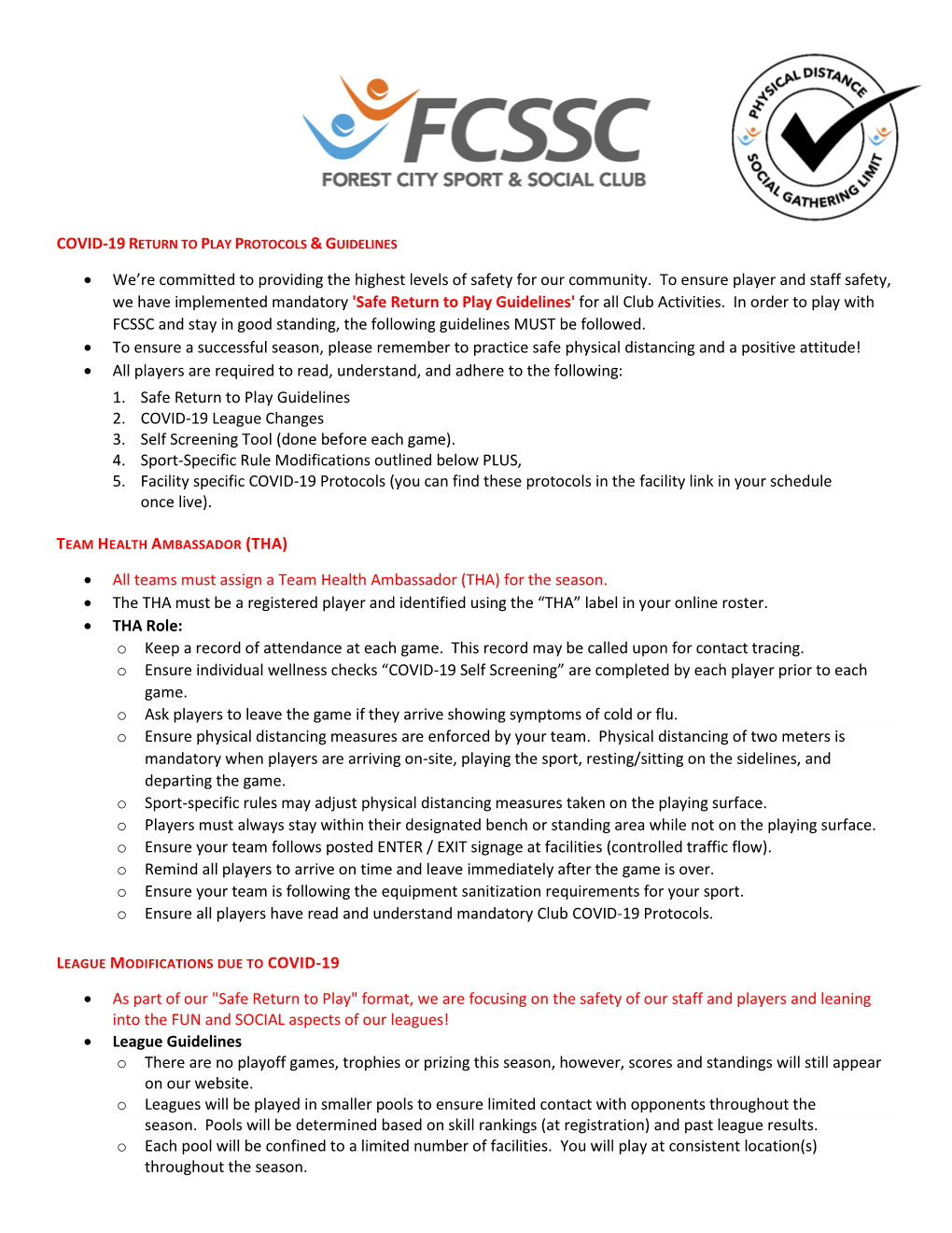 COVID-19 RETURN to PLAY PROTOCOLS & GUIDELINES • We