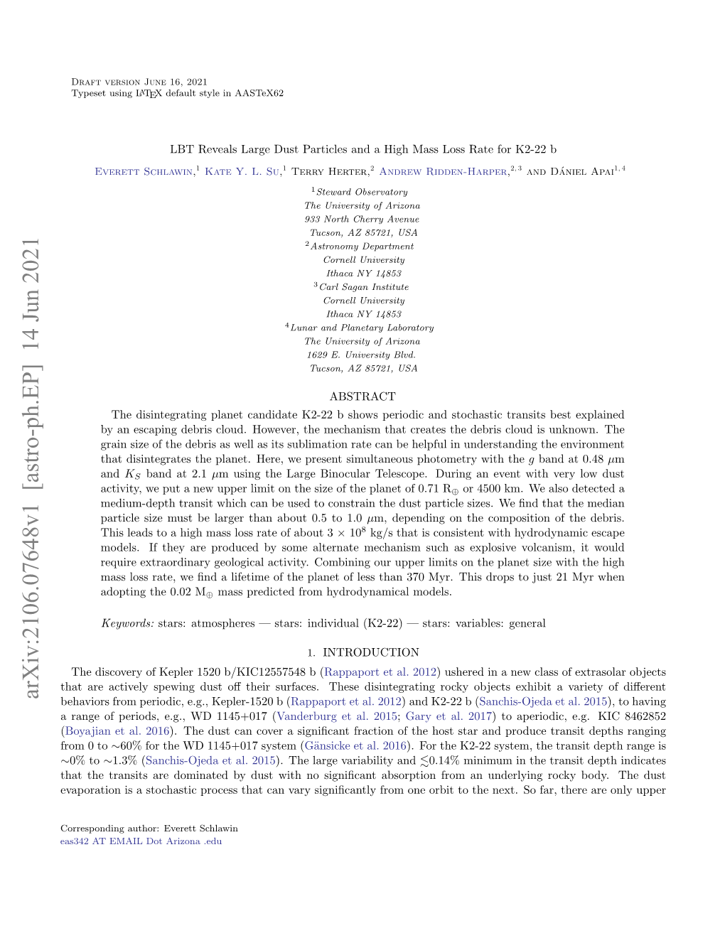 Arxiv:2106.07648V1 [Astro-Ph.EP] 14 Jun 2021 Behaviors from Periodic, E.G., Kepler-1520 B (Rappaport Et Al