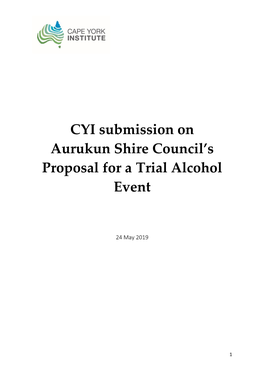 CYI Submission on Aurukun Shire Council's Proposal for a Trial