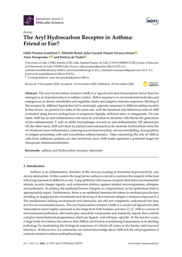 The Aryl Hydrocarbon Receptor in Asthma: Friend Or Foe?