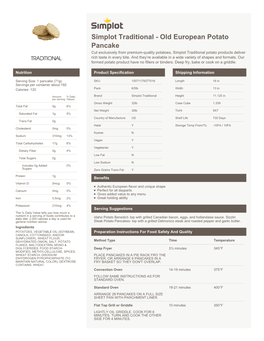 Simplot Traditional | Old European Potato Pancake
