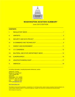 WASHINGTON AVIATION SUMMARY June 2012 EDITION