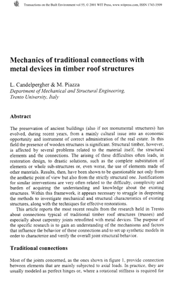 Mechanics of Traditional Connections with Metal Devices in Timber Roof Structures