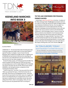 Keeneland Marches Into Book 3