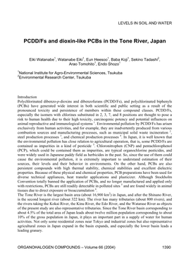 PCDD/Fs and Dioxin-Like Pcbs in the Tone River, Japan