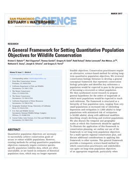A General Framework for Setting Quantitative Population Objectives for Wildlife Conservation Kristen E