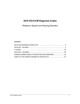 2010 ICD-9-CM Diagnosis Codes