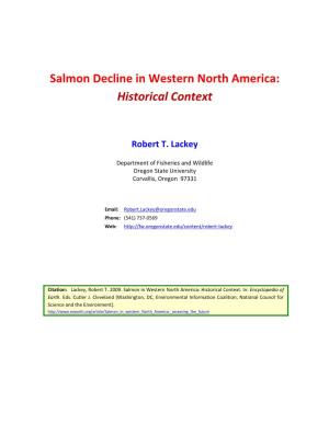 Salmon Decline in Western North America: Historical Context