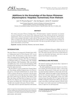 Additions to the Knowledge of the Genus Phimenes (Hymenoptera: Vespidae: Eumeninae) from Vietnam