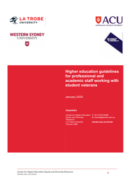 Higher Education Guidelines for Professional and Academic Staff Working with Student Veterans
