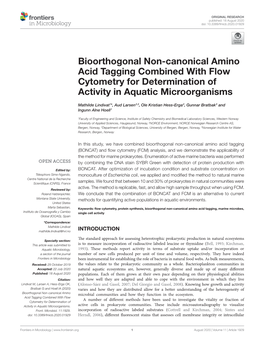 Bioorthogonal Non-Canonical Amino Acid Tagging Combined with Flow Cytometry for Determination of Activity in Aquatic Microorganisms