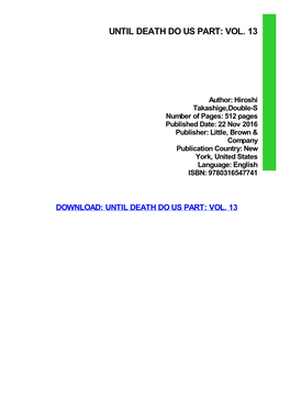 {Dоwnlоаd/Rеаd PDF Bооk} Until Death Do Us Part: Vol. 13