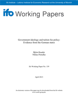Government Ideology and Tuition Fee Policy: Evidence from the German States