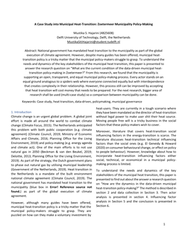 1 a Case Study Into Municipal Heat-Transition: Zoetermeer