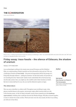 Trace Fossils – the Silence of Ediacara, the Shadow of Uranium