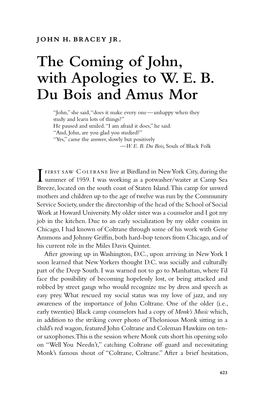 The Coming of John, with Apologies to W. E. B. Du Bois and Amus Mor