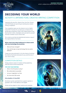 Artemis Fowl Creative Writing Competition