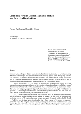 Diminutive Verbs in German: Semantic Analysis and Theoretical Implications