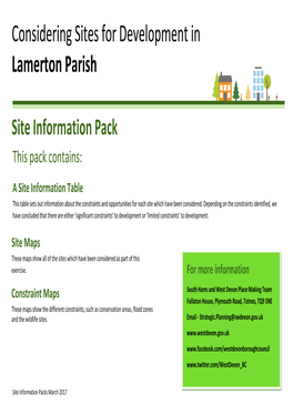Considering Sites for Development in Lamerton Parish