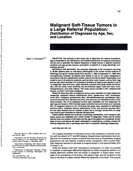 Malignant Soft-Tissue Tumors in a Large Referral Population: Distribution of Diagnoses by Age, Sex, and Location