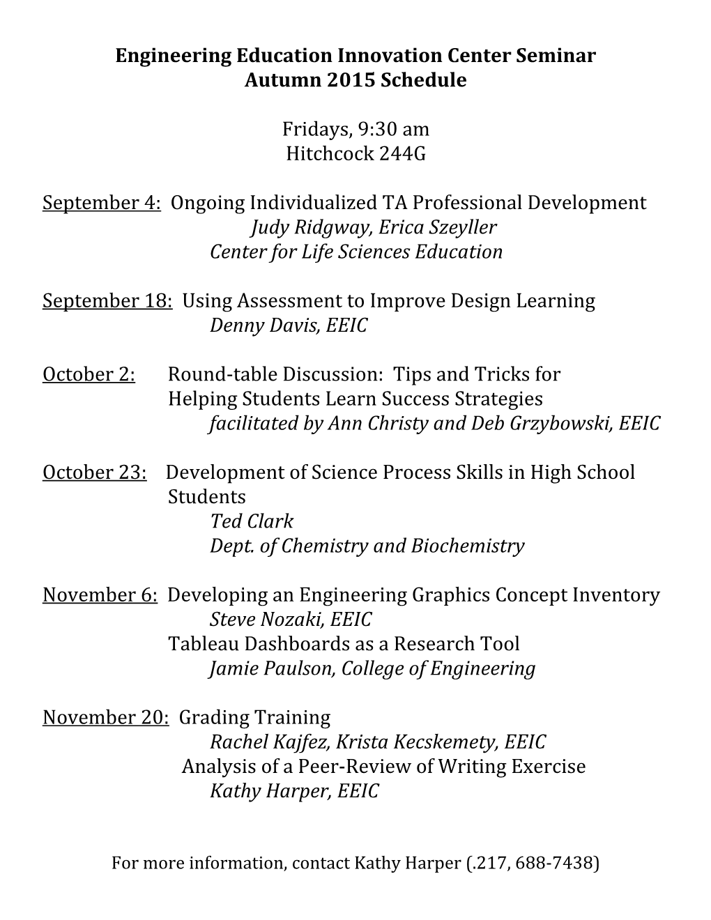 Engineering Education Innovation Center Seminar