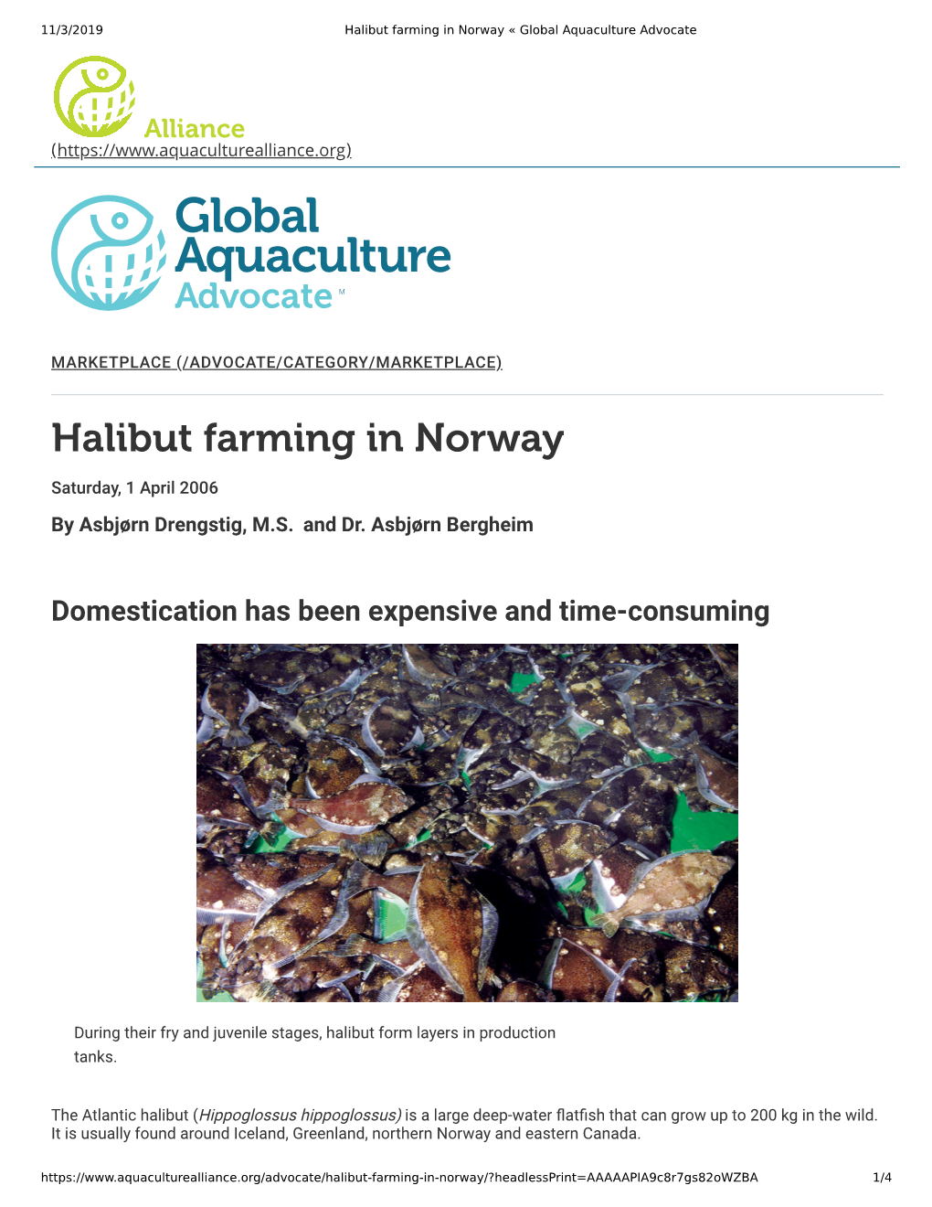 Halibut Farming in Norway « Global Aquaculture Advocate