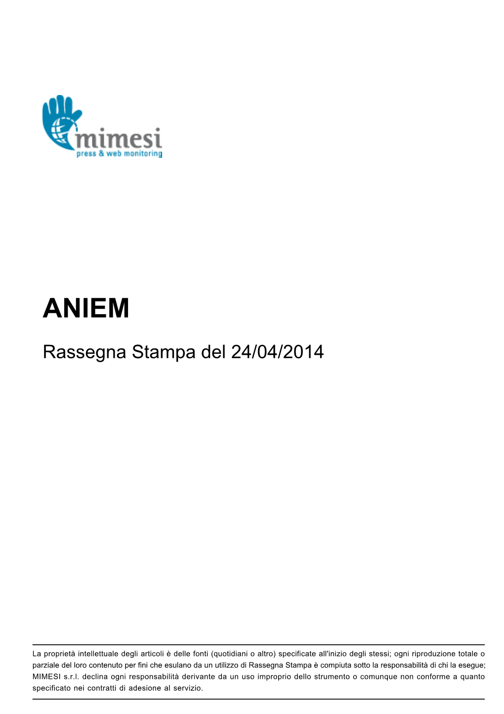 Rassegna Stampa Del 24/04/2014