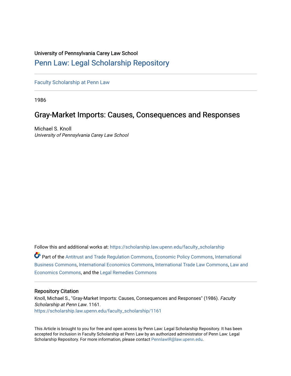 Gray-Market Imports: Causes, Consequences and Responses