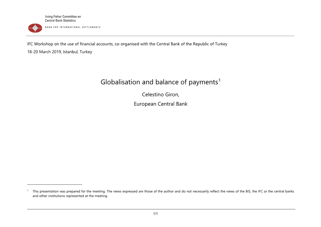 Globalisation and Balance of Payments1