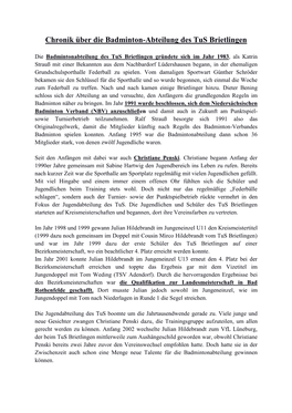 Chronik Tus Brietlingen 1997 – 2014