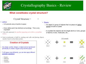Crystallography Basics - Review