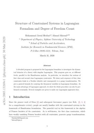 Structure of Constrained Systems in Lagrangian Formalism and Degree of Freedom Count