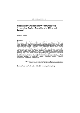 Mobilization Chains Under Communist Rule — Comparing Regime Transitions in China and Poland