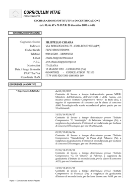 Curriculum Vitae Formato Europeo