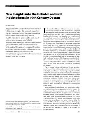 New Insights Into the Debates on Rural Indebtedness in 19Th Century Deccan