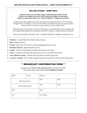 Broadcast Confirmation Form **