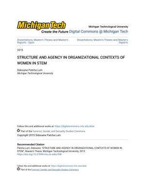 Structure and Agency in Organizational Contexts of Women in Stem