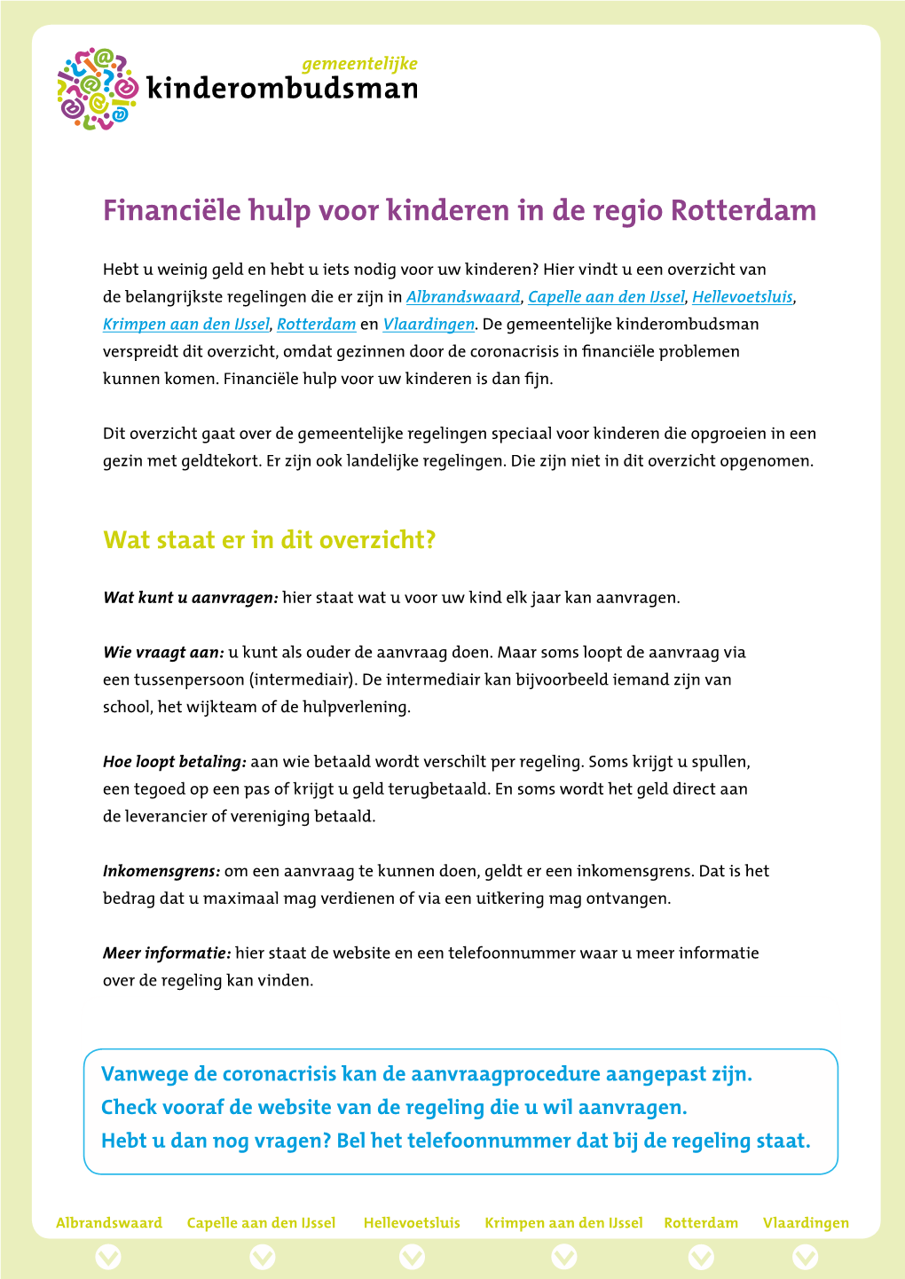 Financiële Hulp Voor Kinderen in De Regio Rotterdam